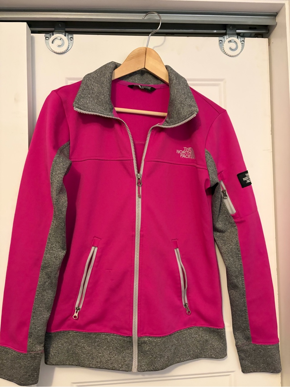 The North Face Women's Hot Pink and Gray Bomber-Style Jacket
